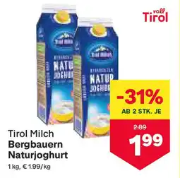 MPreis Tirol Milch Bergbauern Naturjoghurt Angebot