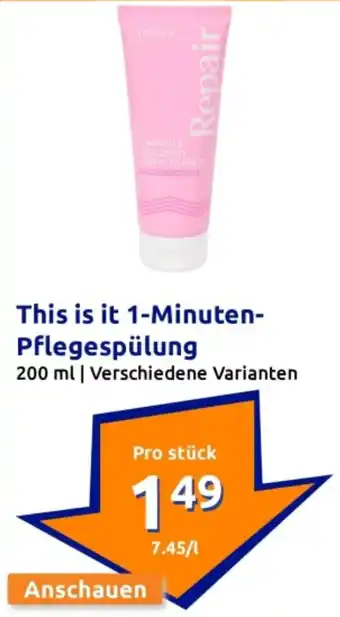 Action This is it 1-Minuten- Pflegespülung Angebot