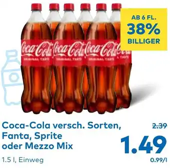 T&G Coca-Cola versch. Sorten, Fanta, Sprite oder Mezzo Mix Angebot