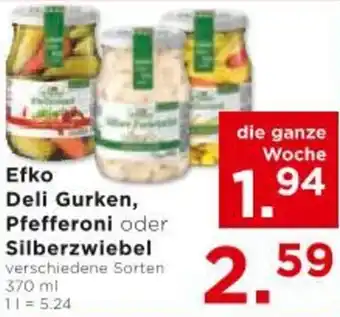 Unimarkt Efko Deli Gurken, Pfefferoni oder Silberzwiebel Angebot