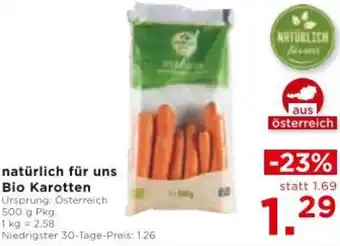 Unimarkt natürlich für uns Bio Karotten Angebot