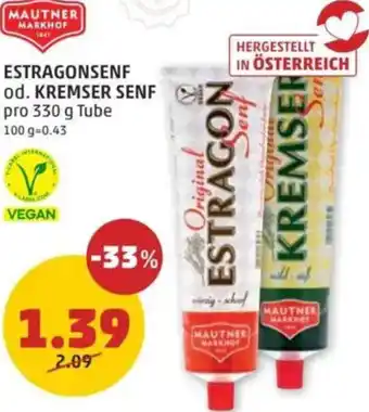 PENNY Estragonsenf od. kremser senf Angebot