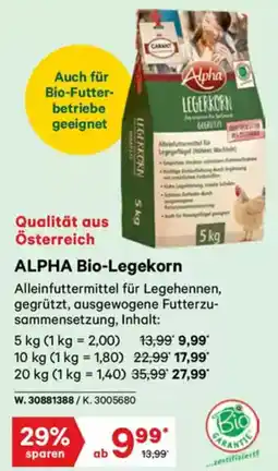 Lagerhaus Graz Land ALPHA Bio-Legekorn Angebot