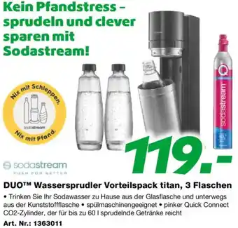 EP DUO Wassersprudler Vorteilspack titan, 3 Flaschen Angebot