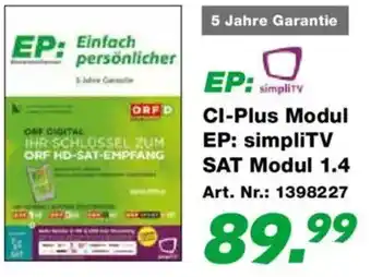 EP CI-Plus Modul EP: simpliTV SAT Modul 1.4 Angebot