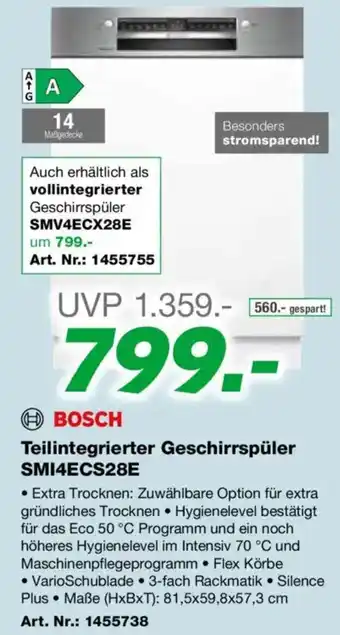 EP Teilintegrierter Geschirrspüler SMI4ECS28E Angebot