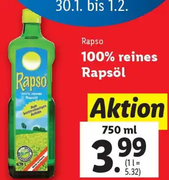 Lidl 100% reines Rapsöl Angebot