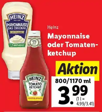 Lidl Mayonnaise oder Tomaten- ketchup Angebot