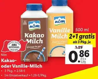 Lidl Kakao oder Vanille-Milch Angebot