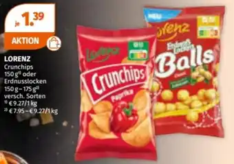 Müller LORENZ Crunchips oder Erdnusslocken Angebot