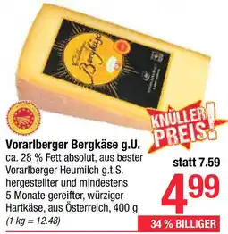 Maximarkt Vorarlberger Bergkäse g.U Angebot