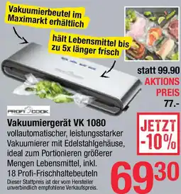Maximarkt Vakuumiergerät VK 1080 Angebot