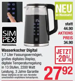 Maximarkt Wasserkocher Digital Angebot