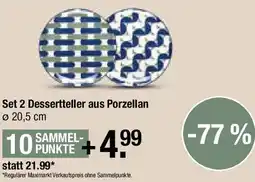 Maximarkt Set 2 Dessertteller aus Porzellan Angebot