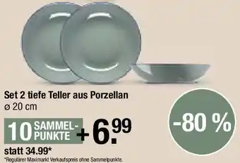 Maximarkt Set 2 tiefe Teller aus Porzellan Angebot