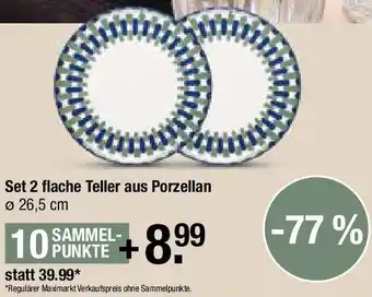 Maximarkt Set 2 flache Teller aus Porzellan Angebot