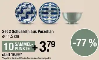 Maximarkt Set 2 Schüsseln aus Porzellan Angebot