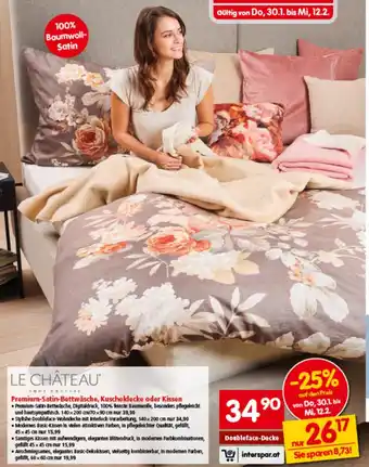 Interspar Premium-Satin-Bettwäsche, Kuscheldecke oder Kissen Angebot