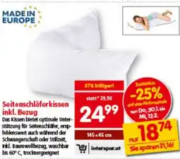 Interspar Seitenschläferkissen inkl. Bezug Angebot