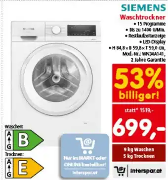 Interspar Siemens waschtrockner Angebot