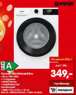 Interspar Gorenje Waschmaschine Angebot