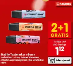 Interspar Stabilo Textmarker Boss Angebot