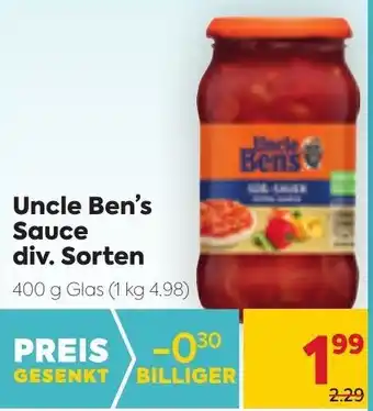 Billa Uncle Ben's Sauce Div. Sorten 400 g Angebot