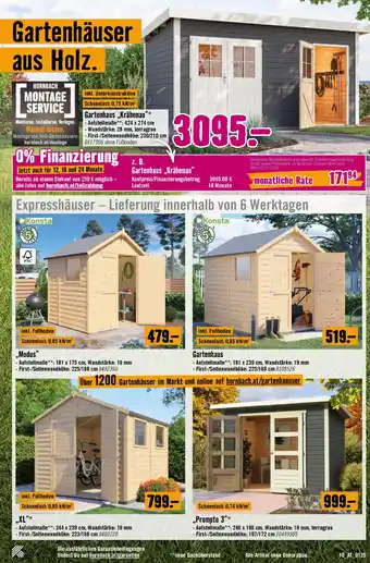 Hornbach Gartenhäuser Angebot