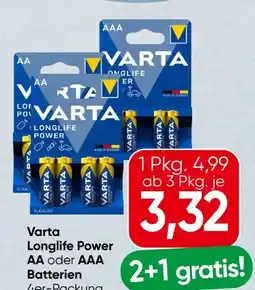 Spar Varta Batterien Longlife Max Power Angebot