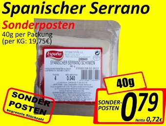 Wurstico Spanischer Serrano 40g Angebot