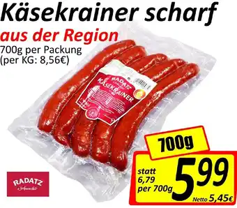 Wurstico Käsekrainer Scharf 700g Angebot
