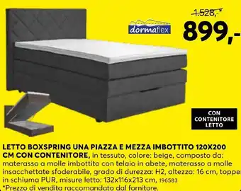 Rutar LETTO BOXSPRING UNA PIAZZA E MEZZA IMBOTTITO Angebot