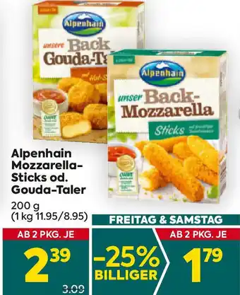 Billa Alpenhain mozzarella- sticks od. gouda-taler Angebot