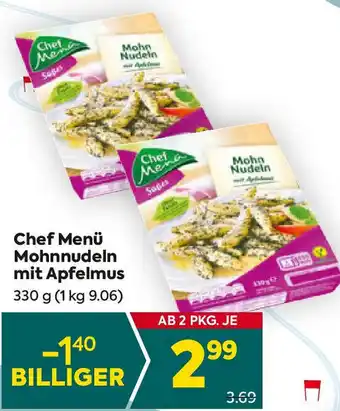 Billa Chef Menü Mohnnudeln mit Apfelmus Angebot