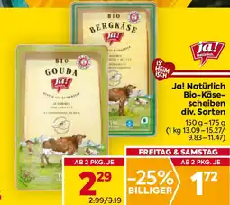 Billa Ja! natürlich bio-käse- scheiben Angebot