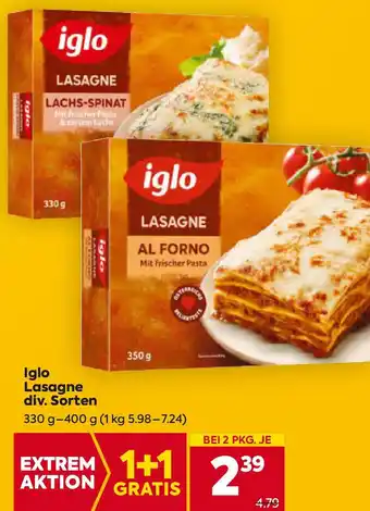 Billa Iglo lasagne Angebot