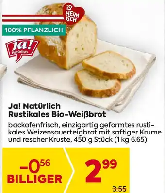 Billa Ja! natürlich rustikales bio-weißbrot Angebot