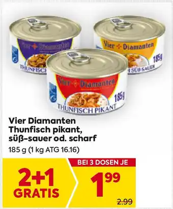 Billa Vier diamanten thunfisch pikant, süß-sauer od. scharf Angebot