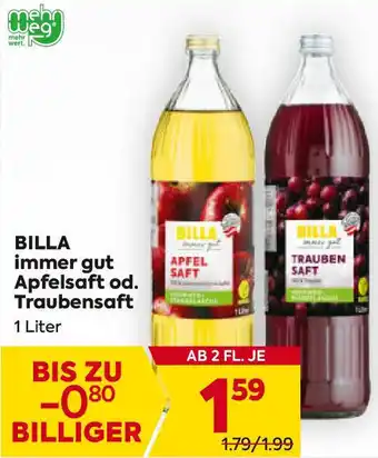 Billa Billa immer gut apfelsaft od. traubensaft Angebot