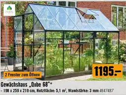 Hornbach Gewächshaus Qube 68 Angebot