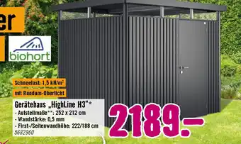 Hornbach Gerätehaus HighLine H3 Angebot