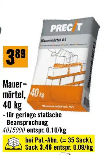 Hornbach Mauer- Mörtel Angebot