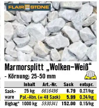 Hornbach Marmorsplitt Wolken-Weiß Angebot