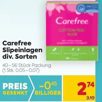 Billa Carefree Slipeinlagen Div.Sorten 50-56 Stück Angebot