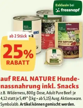 Fressnapf auf REAL NATURE Hunde- nassnahrung inkl. Snacks Angebot