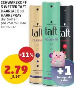 PENNY Schwarzkopf 3 wetter taft haarlack od. haarspray Angebot