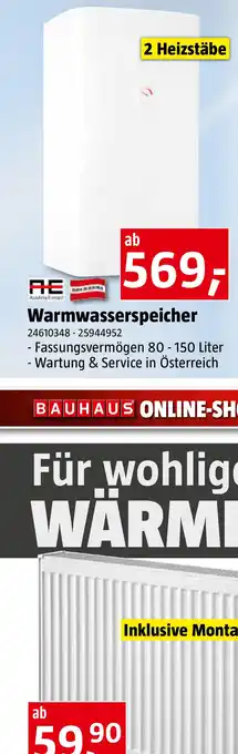 Bauhaus Austria Email Warmwasserspeicher EHT Angebot