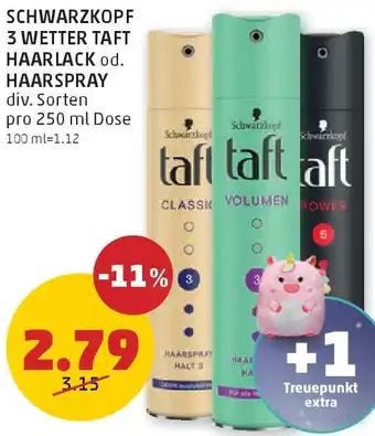 PENNY Schwarzkopf 3 wetter taft haarlack od. haarspray Angebot