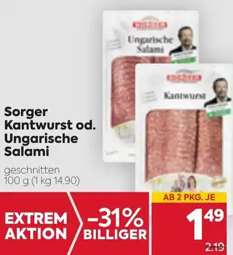 Billa Sorger Kantwurst Od. Ungarische Salami 100 g Angebot