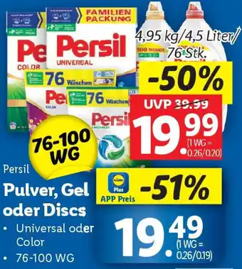 Lidl Persil Pulver, Gel oder Discs Angebot